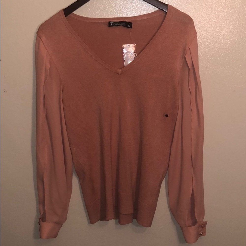 New York & Company long sleeve peach size M